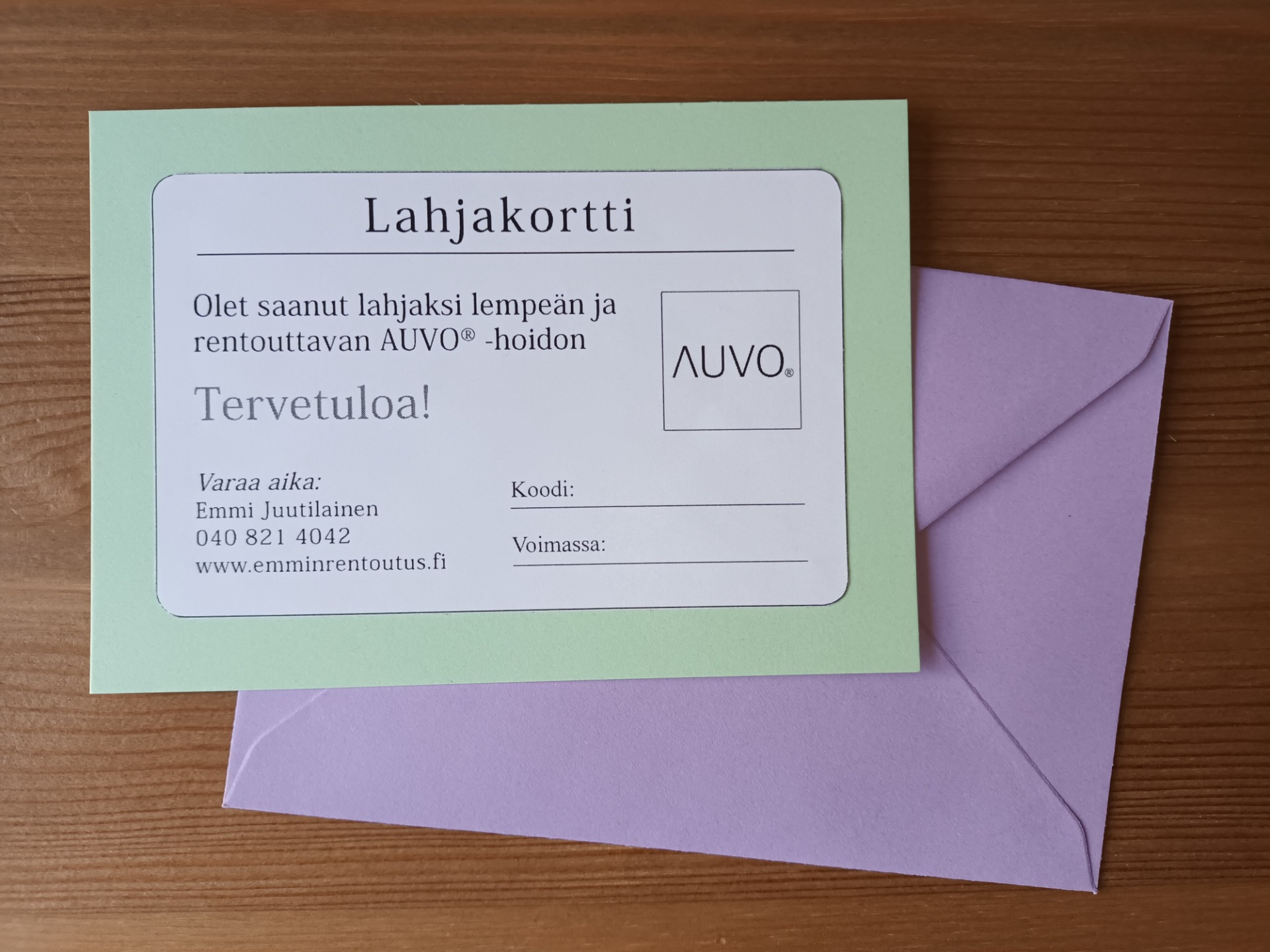 Paperinen lahjakortti